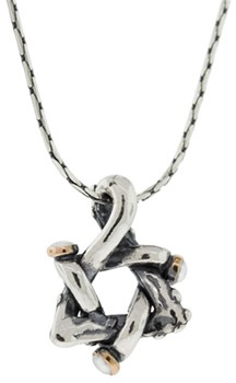 Handmade Silver, Rose Gold, and Pearl Star of David Pendant