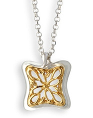 Two-Tone Butterfly Vine Necklace in 14K Gold and Sterling Silver