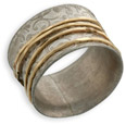 Matte Sterling Silver and 14K Gold Paisley Spinner Ring