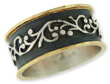 FINAL SALE - SIZE7 - Antiqued Filigree Paisley Band in Sterling Silver and 14K Gold