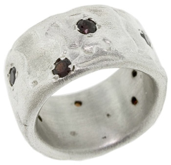 FINAL SALE SIZE 6 12 Wide Undulated Sterling Silver Garnet Band