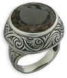 Handmade Paisley Smoky Quartz Ring in Sterling Silver