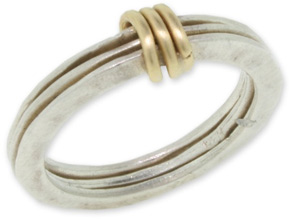 FINAL SALE - Size 7 - Triple Knot 14K Gold and Sterling Silver Band