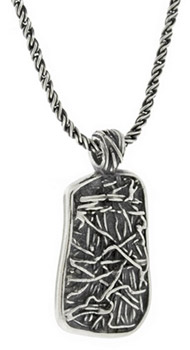 Interweaving Textured Dog Tag Pendant in Sterling Silver
