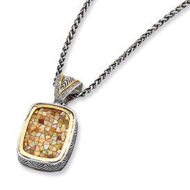 Sterling Silver and Mother of Pearl Diamond Necklace