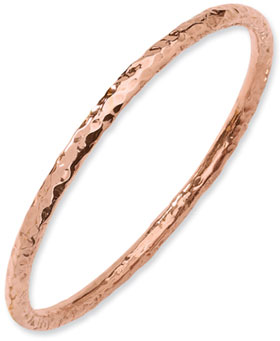 18K Rose Gold Plated Sterling Silver Hammered Bangle Bracelet
