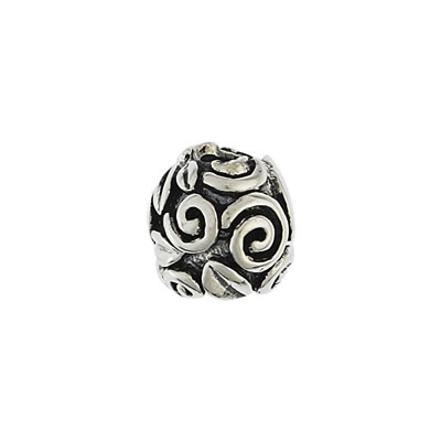 Swirls & Leaves Bead in Sterling Silver