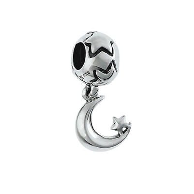 Moon & Star Dangle Bead in Sterling Silver