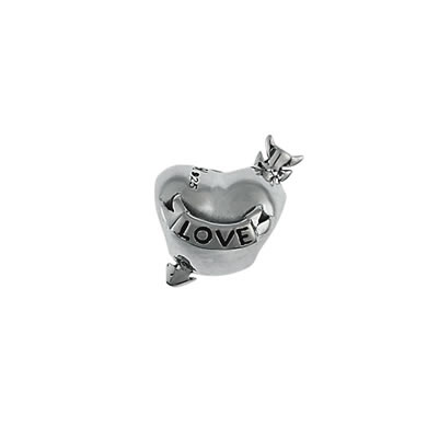 Love Heart Arrow Bead in Sterling Silver