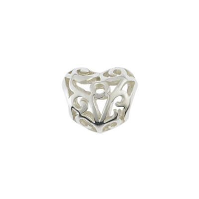 Open Heart Bead in Sterling Silver