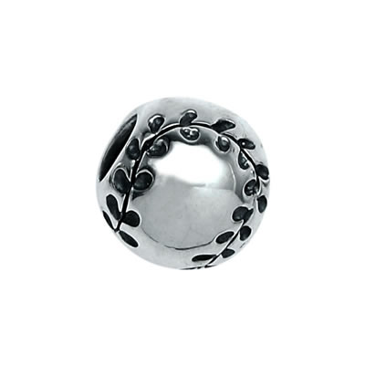 Baseball Bead in Sterling Silver