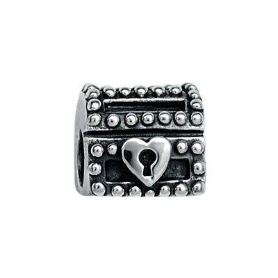 Chest Bead with Heart Lock in Sterling Silver