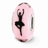Pink Ballerina Glass Bead, Sterling Silver (Hand-Painted)