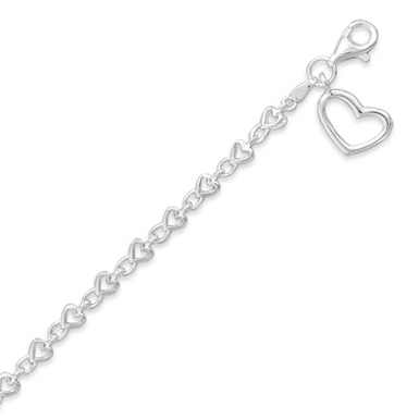 Heart Charm Bracelet, Sterling Silver