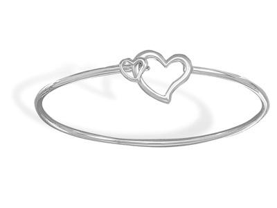 Sterling Silver Bangle with Heart