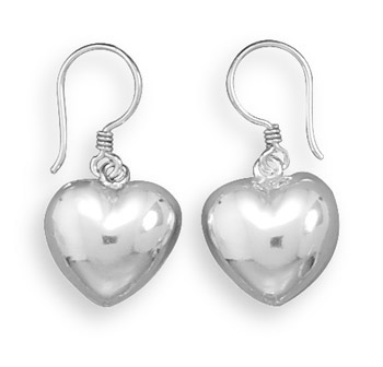 Puffy Heart Earrings in Sterling Silver