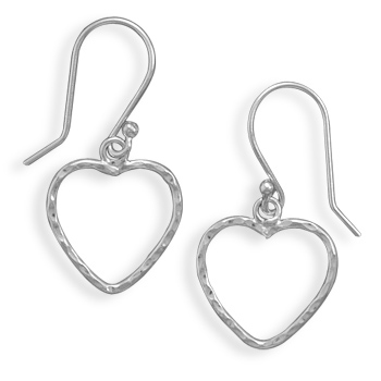 Heart Dangle Earrings, Sterling Silver