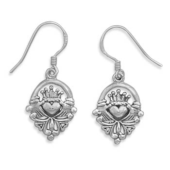 Claddagh Earrings in Sterling Silver