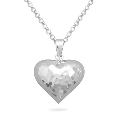 Puffy Heart Pendant, Sterling Silver