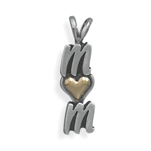 Heart of Gold Sterling Silver "MOM" Pendant