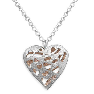 Two Tone Reversible Heart Pendant