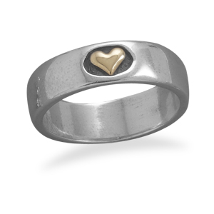 Sterling Silver and 14K Gold Plated Heart Ring