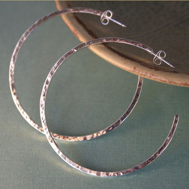 Hammered Sterling Silver Hoop Earrings