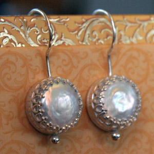 Tudor Pearl Earrings in Sterling Silver