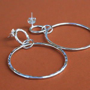 Sterling Silver Drop Hoop Earings