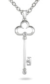 Diamond Key Pendant in .925 Sterling Silver