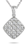 Diamond Puff Filigree Pendant in .925 Sterling Silver