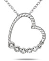 Diamond Heart Rope Pendant in .925 Sterling Silver