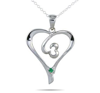 Emerald Heart Pendant in .925 Sterling Silver