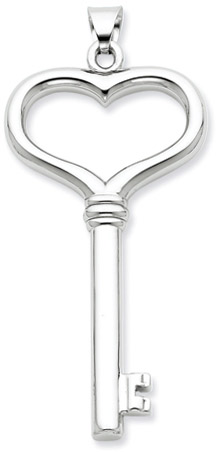 .925 Sterling Silver Heart Key Pendant