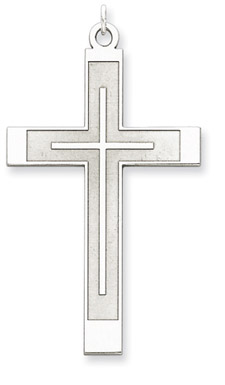 Laser Engraved Designer Cross Pendant in .925 Sterling Silver