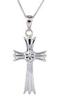 Sterling Silver Flower Cross Pendant