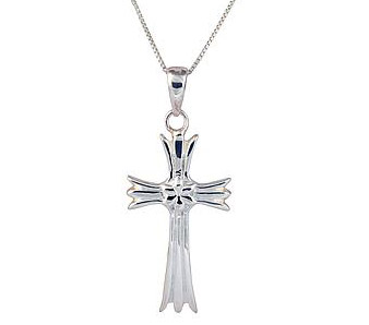 Sterling Silver Flower Cross Pendant