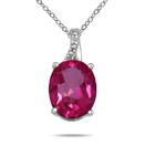 3.50 Carat Pink Topaz and Diamond Pendant in .925 Sterling Silver