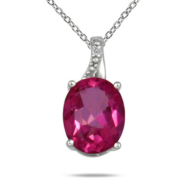 3.50 Carat Pink Topaz and Diamond Pendant in .925 Sterling Silver