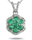 Emerald and Diamond Pendant in .925 Sterling Silver