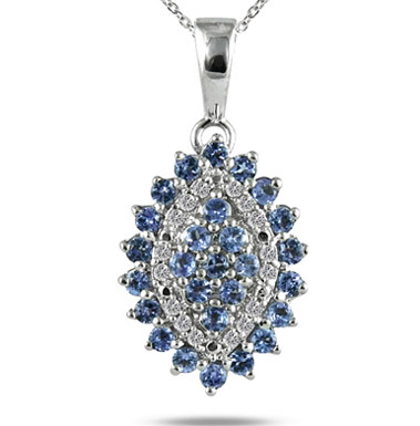 Tanzanite and Diamond Pendant in .925 Sterling Silver