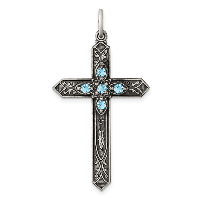 Sterling Silver Birthstone Cross Pendants