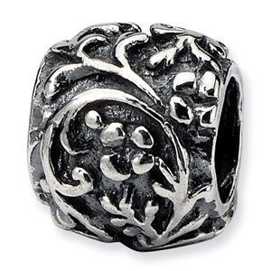 .925 Sterling Silver Floral Bead