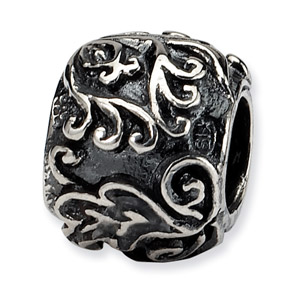 .925 Sterling Silver Floral Bead