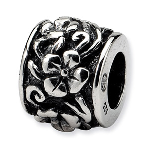 .925 Sterling Silver Floral Bead