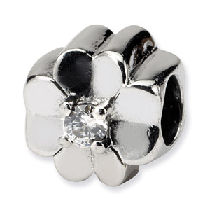 Sterling Silver Clover Bead with CZ Accent