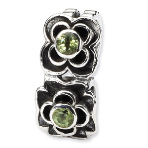 Sterling Silver Green CZ Connector Bead