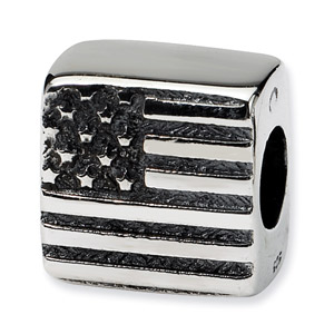 American Flag Bead in Sterling Silver