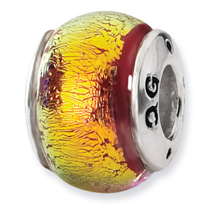 Orange Dichroic Glass and .925 Sterling Silver Bead