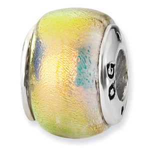 Sterling Silver Orange Dichroic Glass Bead